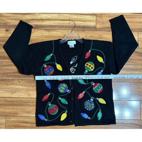 Vintage Women's Christmas Cardigan Sweater 3D Embroidered Button-Up Size M Ramie - Picture 6 of 10